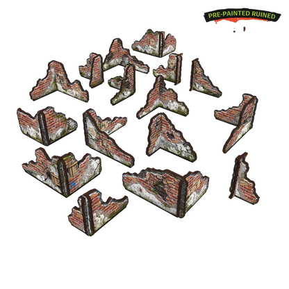 Green Stuff World Pre-Painted Ruined Brick Walls - Terrain - 40k - Wargaming