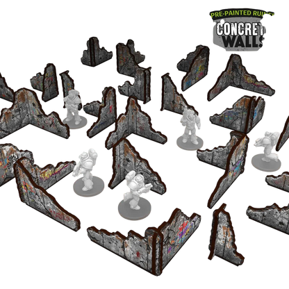 Green Stuff World Pre-painted ruined concrete walls - Terrain - Wargaming