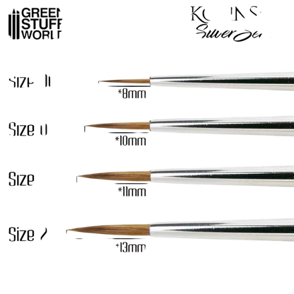 Green Stuff World SILVER SERIES Kolinsky Brush Set of 4 - 10193