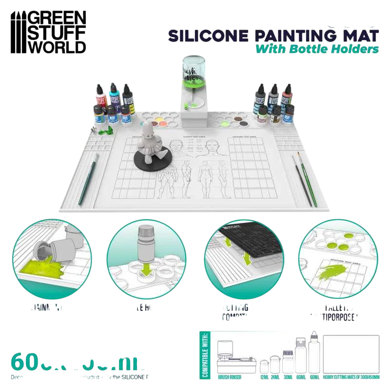 Green Stuff World Silicone Painting Mat with Bottle Holders 4562
