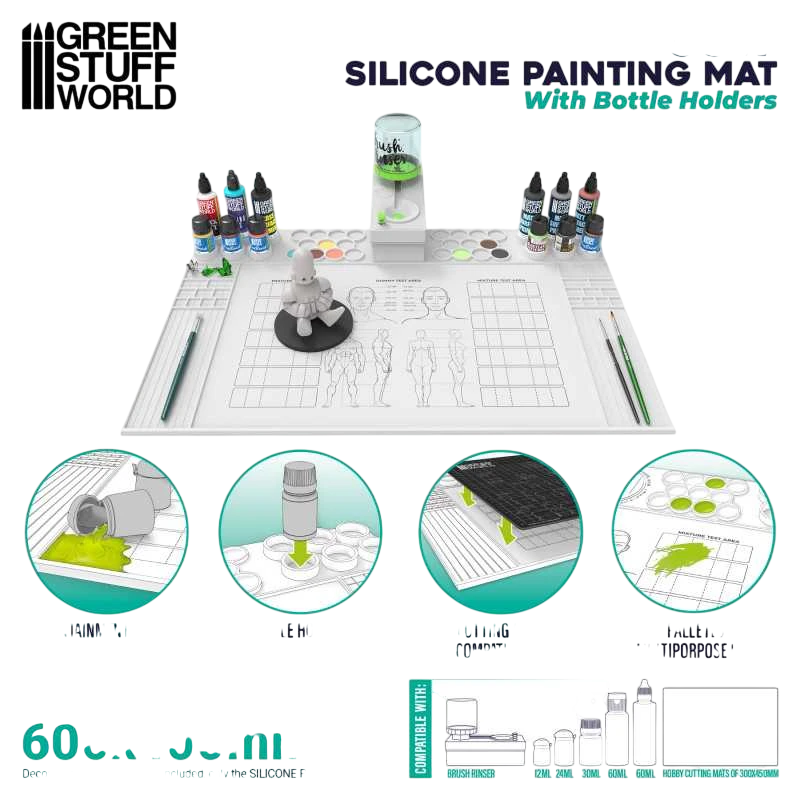 Green Stuff World Silicone Painting Mat with Bottle Holders 4562
