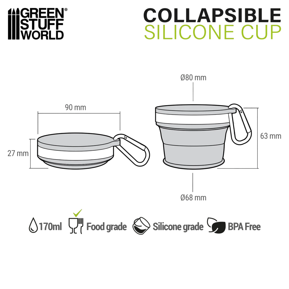 Green Stuff World Silicone collapsible cup 170ml
