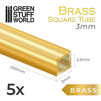 Green Stuff World Square Brass Tubes 3mm 11045