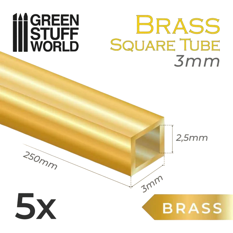 Green Stuff World Square Brass Tubes 3mm 11045