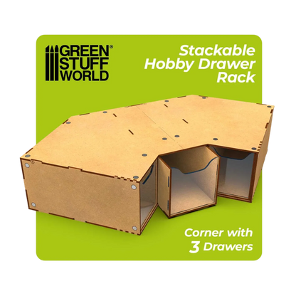 Green Stuff World Stackable hobby corner drawer rack with 3 drawers
