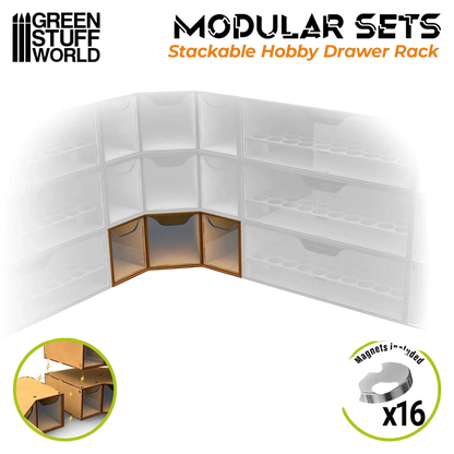 Green Stuff World Stackable hobby corner drawer rack with 3 drawers