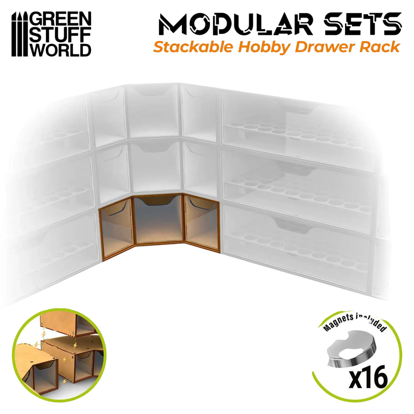 Green Stuff World Stackable hobby corner drawer rack with 3 drawers