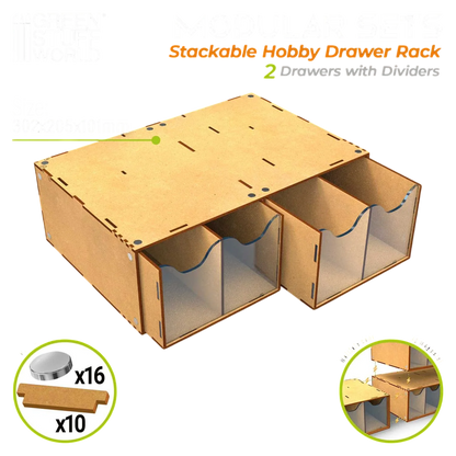 Green Stuff World Stackable hobby drawer rack with 4 vertical drawers and magnets