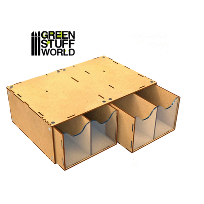 Green Stuff World Stackable hobby drawer rack with 4 vertical drawers and magnets
