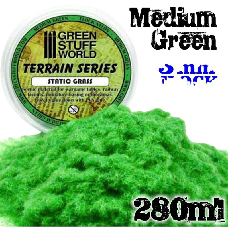 Green Stuff World Static Grass Flock 3 mm - Medium Green - 280 ml 9067