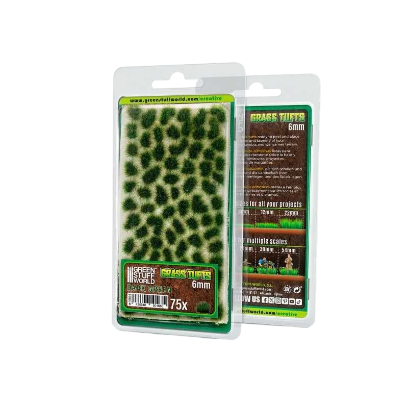 Green Stuff World Static Grass Tufts 6 mm - Dark Green - 10668