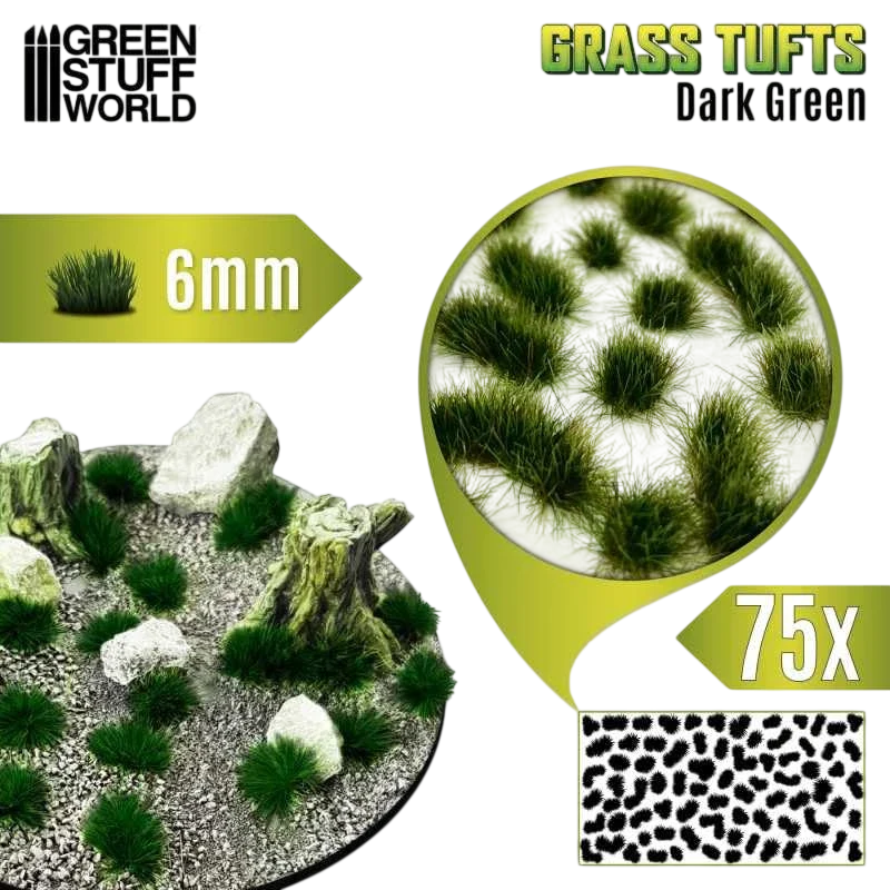 Green Stuff World Static Grass Tufts 6 mm - Dark Green - 10668