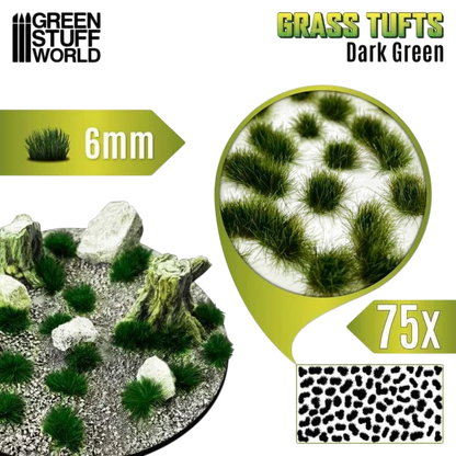 Green Stuff World Static Grass Tufts 6 mm - Dark Green - 10668