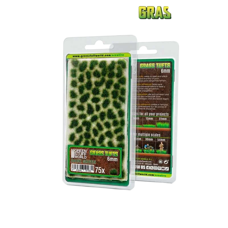 Green Stuff World Static Grass Tufts 6 mm - Dark Green - 10668