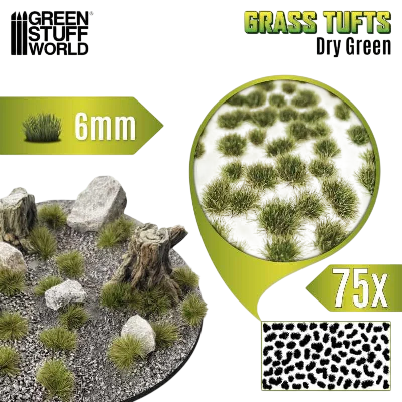 Green Stuff World Static Grass Tufts 6 mm - Dry Green - 10670