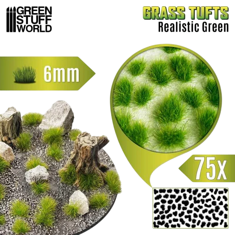 Green Stuff World Static Grass Tufts 6 mm - Realistic Green - 10669