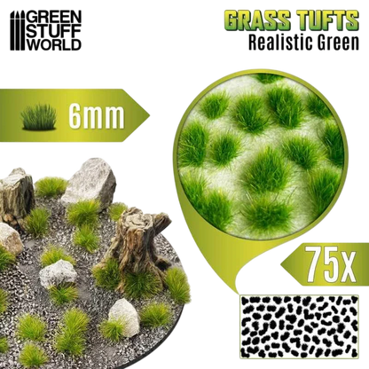 Green Stuff World Static Grass Tufts 6 mm - Realistic Green - 10669