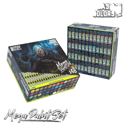 Green Stuff World Ultimate Basic Mega Starter Paint Set - Vol. 1.0-48 Essential Acrylic Paints for Modeling, Wargaming, and other Hobbies - 12259