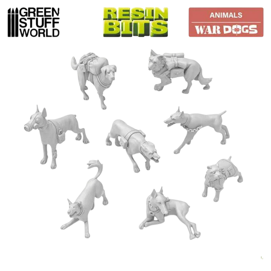 Green Stuff World War Dogs Miniatures 1:48 Scale Resin Unpainted Figures for Tabletop RPG Diorama