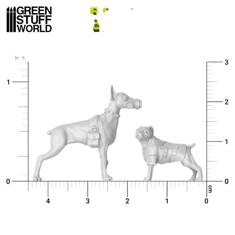 Green Stuff World War Dogs Miniatures 1:48 Scale Resin Unpainted Figures for Tabletop RPG Diorama