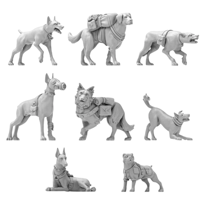 Green Stuff World War Dogs Miniatures 1:48 Scale Resin Unpainted Figures for Tabletop RPG Diorama