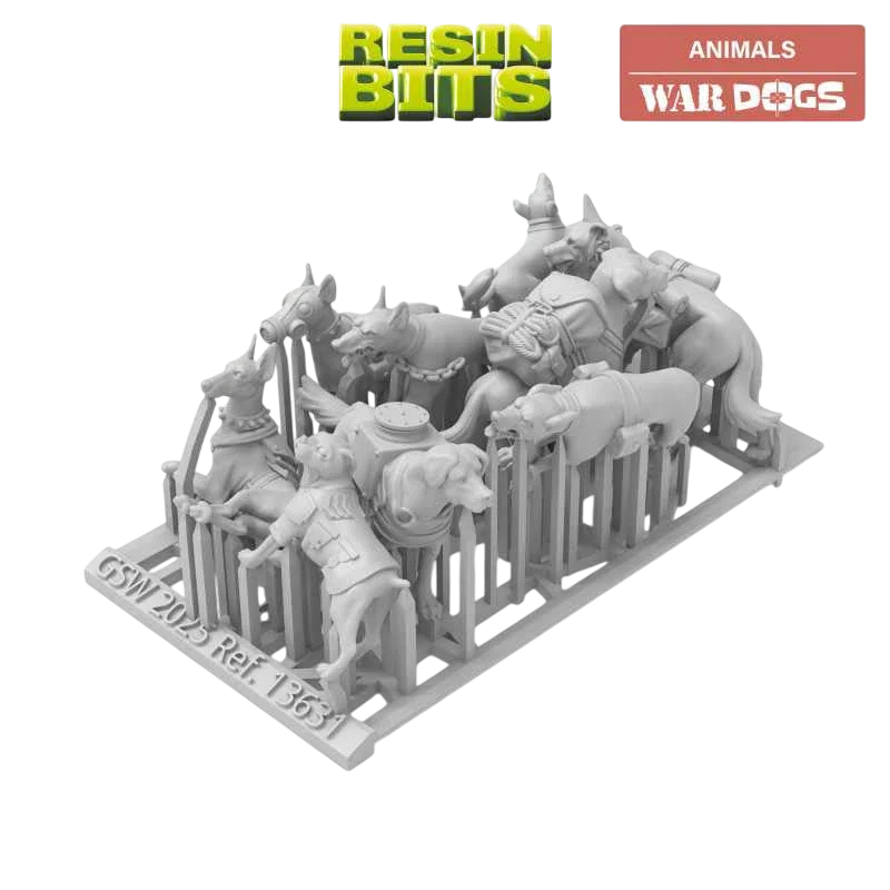 Green Stuff World War Dogs Miniatures 1:48 Scale Resin Unpainted Figures for Tabletop RPG Diorama