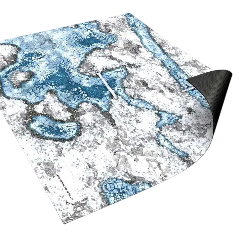 Green Stuff World Wargame Mat, Blizzard Hollows (56x76cm), Neoprene Battle Surface, Anti-Slip Backing, 30x22 Inch, with Carrying Bag - 5865