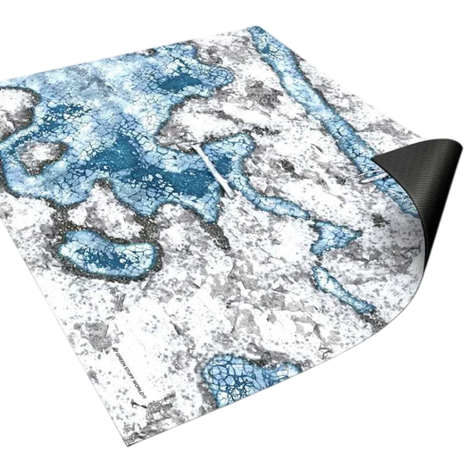Green Stuff World Wargame Mat, Blizzard Hollows (56x76cm), Neoprene Battle Surface, Anti-Slip Backing, 30x22 Inch, with Carrying Bag - 5865