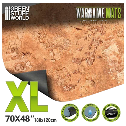 Green Stuff World Wargame Mat, Dreadrock Badlands, Neoprene Battle Surface, Anti-Slip Backing, 48x70 Inch, with Carrying Bag - 6343