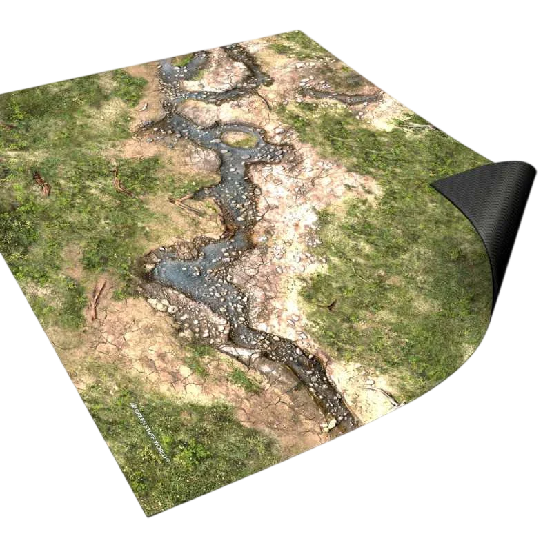 Green Stuff World Wargame Mat, Duskriver Meadows, Neoprene Battle Surface, Anti-Slip Backing, 30x22 Inch, with Carrying Bag - 5863