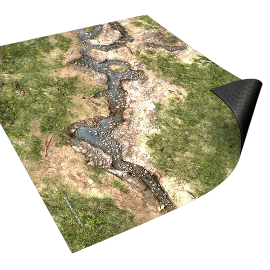 Green Stuff World Wargame Mat, Duskriver Meadows, Neoprene Battle Surface, Anti-Slip Backing, 30x22 Inch, with Carrying Bag - 5863