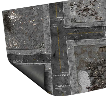 Green Stuff World Wargame Mat, Ground Zero District, Neoprene Battle Surface, Anti-Slip Backing, 48x70 Inch, with Carrying Bag - 6345