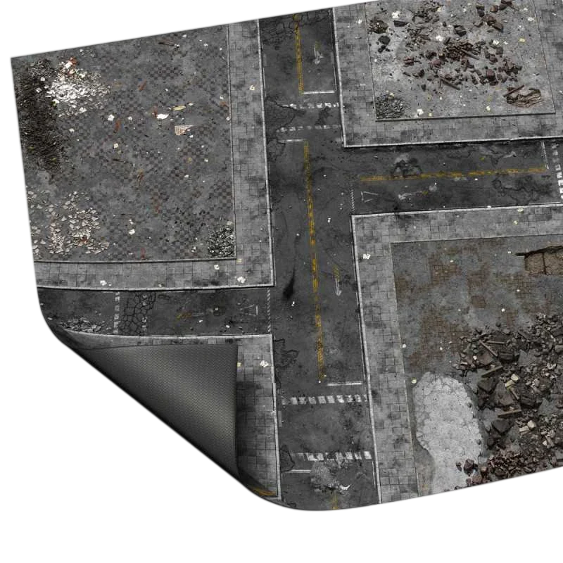 Green Stuff World Wargame Mat, Ground Zero District, Neoprene Battle Surface, Anti-Slip Backing, 48x70 Inch, with Carrying Bag - 6345