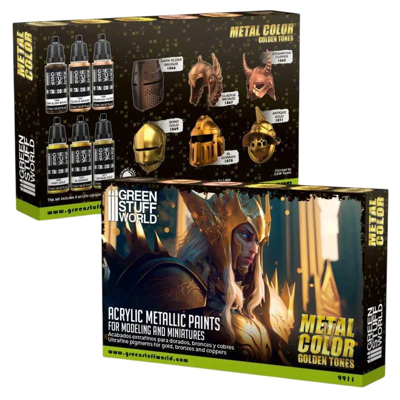 Green Stuff World Water Based Acrylic Paint Metal Color Set - Gold 9911