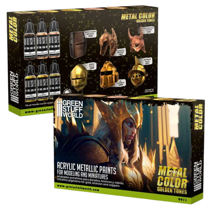 Green Stuff World Water Based Acrylic Paint Metal Color Set - Gold 9911