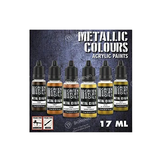 Green Stuff World Water Based Acrylic Paint Metal Color Set - Gold 9911