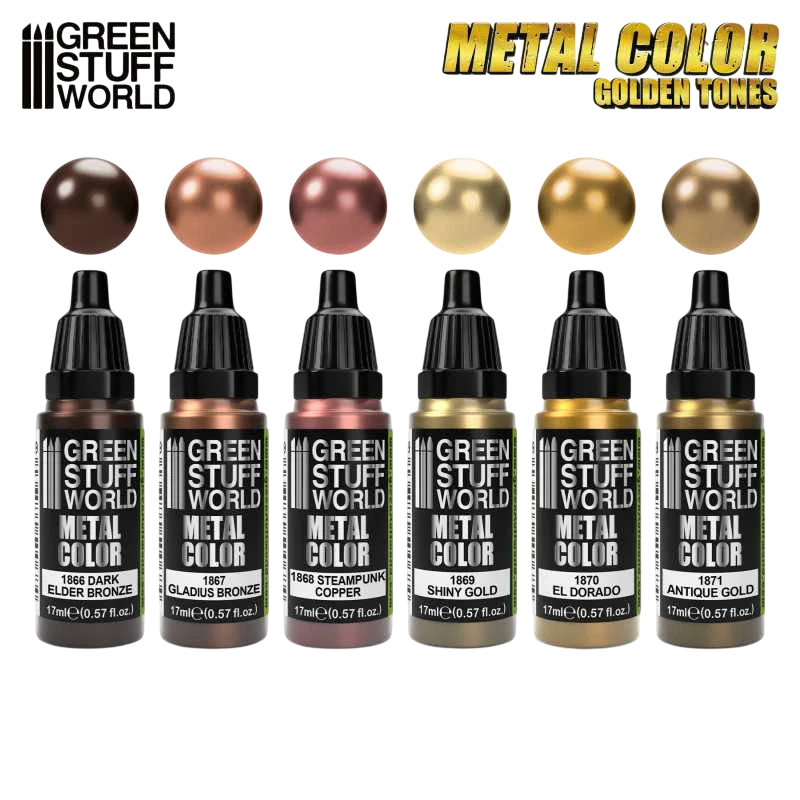 Green Stuff World Water Based Acrylic Paint Metal Color Set - Gold 9911