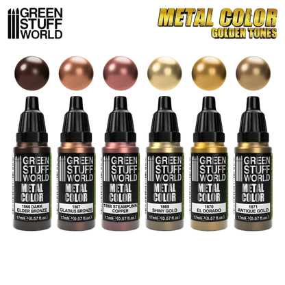 Green Stuff World Water Based Acrylic Paint Metal Color Set - Gold 9911
