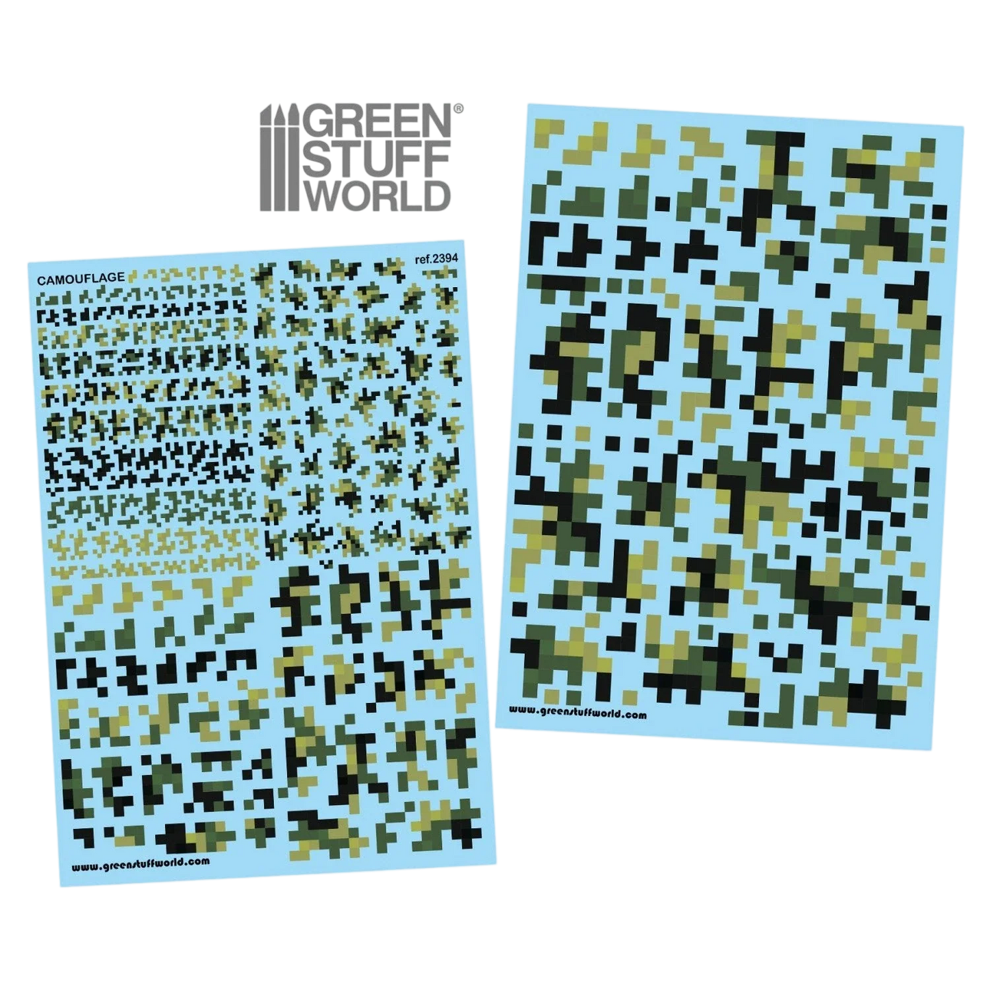 Green Stuff World Waterslide Decals - Digital Forest Camo - Wargming and Modeling