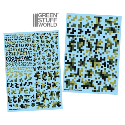 Green Stuff World Waterslide Decals - Digital Forest Camo - Wargming and Modeling