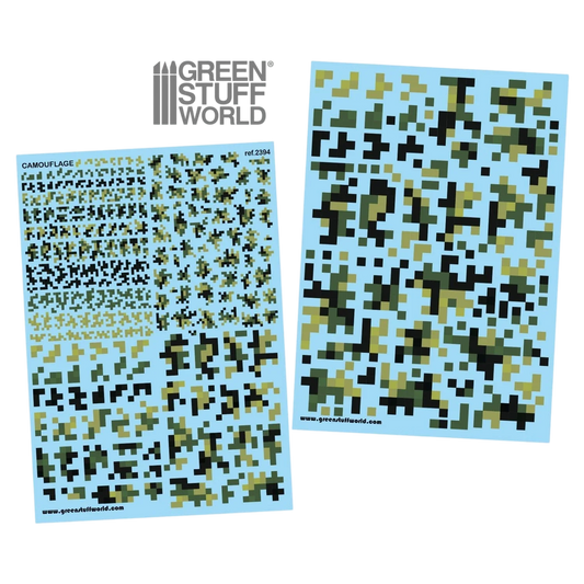 Green Stuff World Waterslide Decals - Digital Forest Camo - Wargming and Modeling