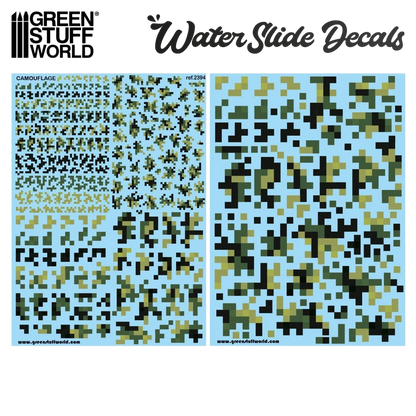 Green Stuff World Waterslide Decals - Digital Forest Camo - Wargming and Modeling