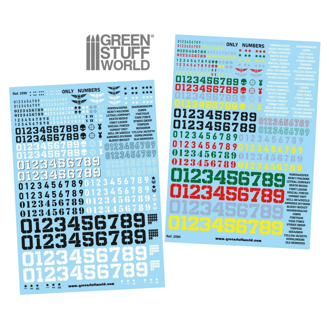Green Stuff World Waterslide Decals - Only Numbers - Wargaming and Modeling
