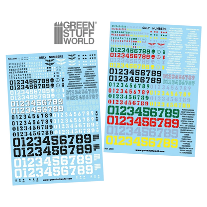 Green Stuff World Waterslide Decals - Only Numbers - Wargaming and Modeling