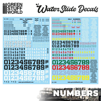 Green Stuff World Waterslide Decals - Only Numbers - Wargaming and Modeling