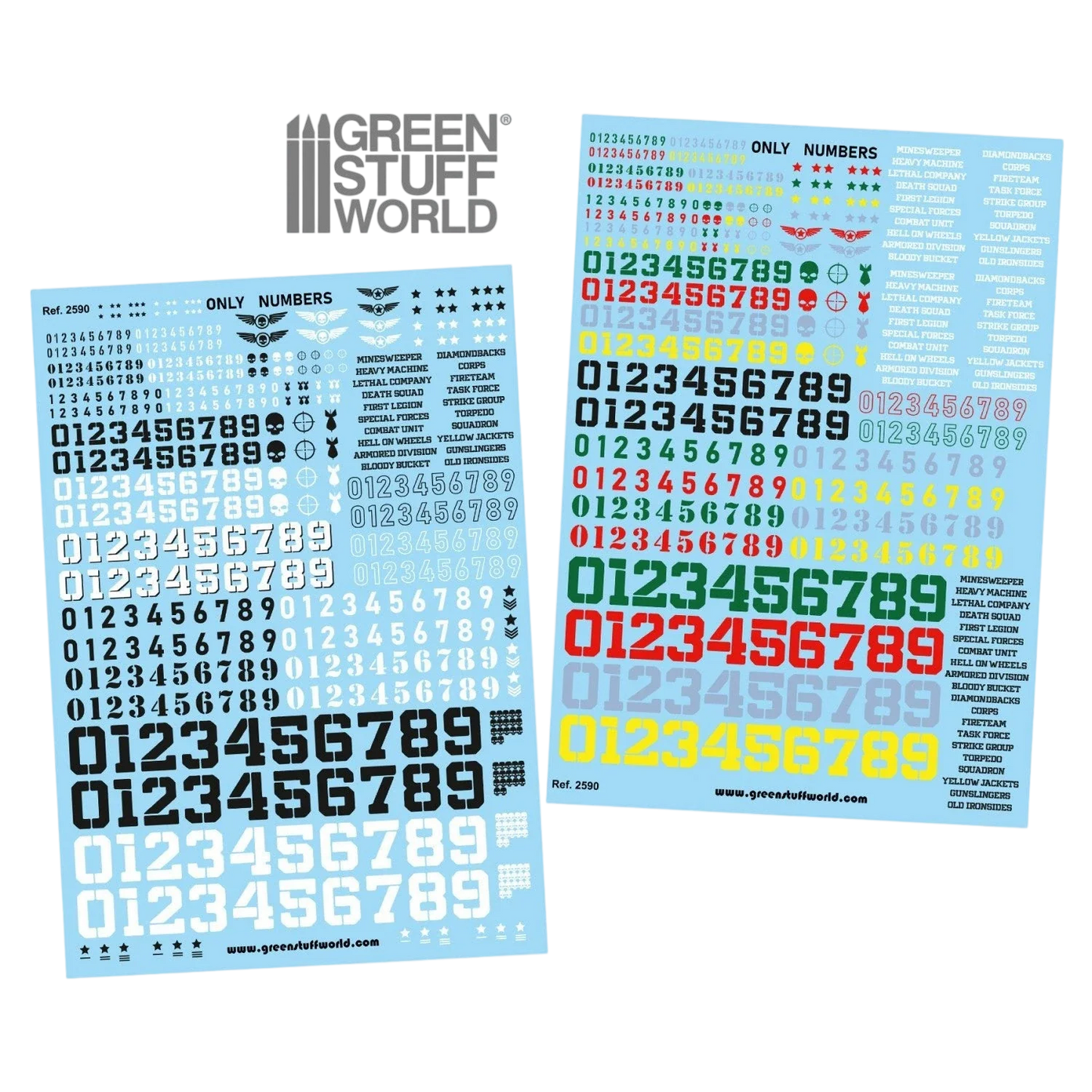 Green Stuff World Waterslide Decals - Only Numbers - Wargaming and Modeling