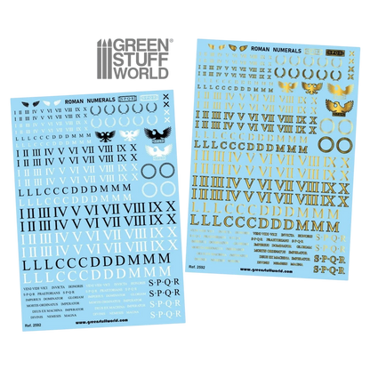 Green Stuff World Waterslide Decals - Roman Numerals - Wargaming and Modeling