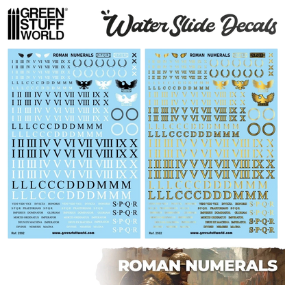 Green Stuff World Waterslide Decals - Roman Numerals - Wargaming and Modeling