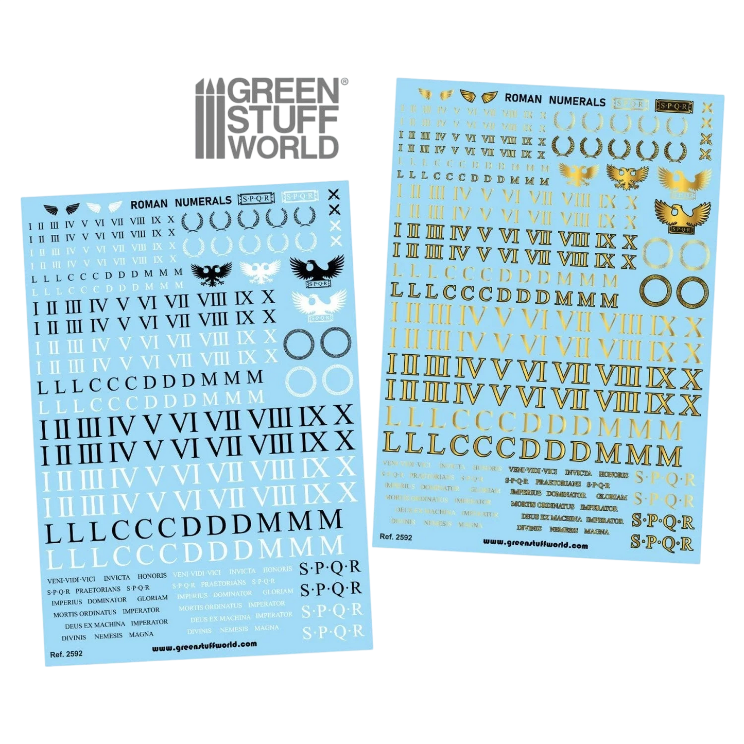 Green Stuff World Waterslide Decals - Roman Numerals - Wargaming and Modeling