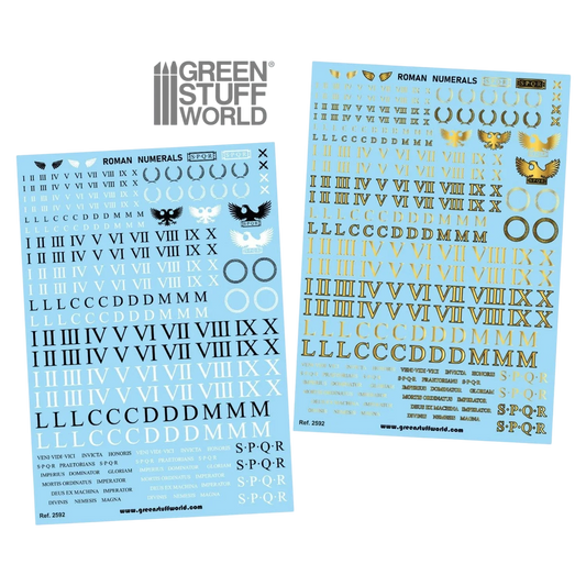 Green Stuff World Waterslide Decals - Roman Numerals - Wargaming and Modeling